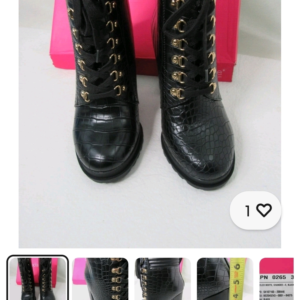Shoe Dazzle Black Lace Up Boots with Classic Combat Style
